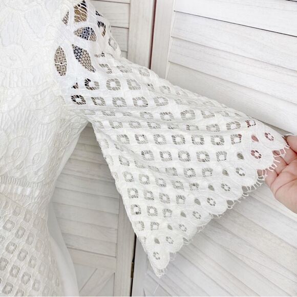 Alexia Admor Lace Front Bell Sleeve Sheath Dress Small Ivory White Half Sleeve - Picture 6 of 13